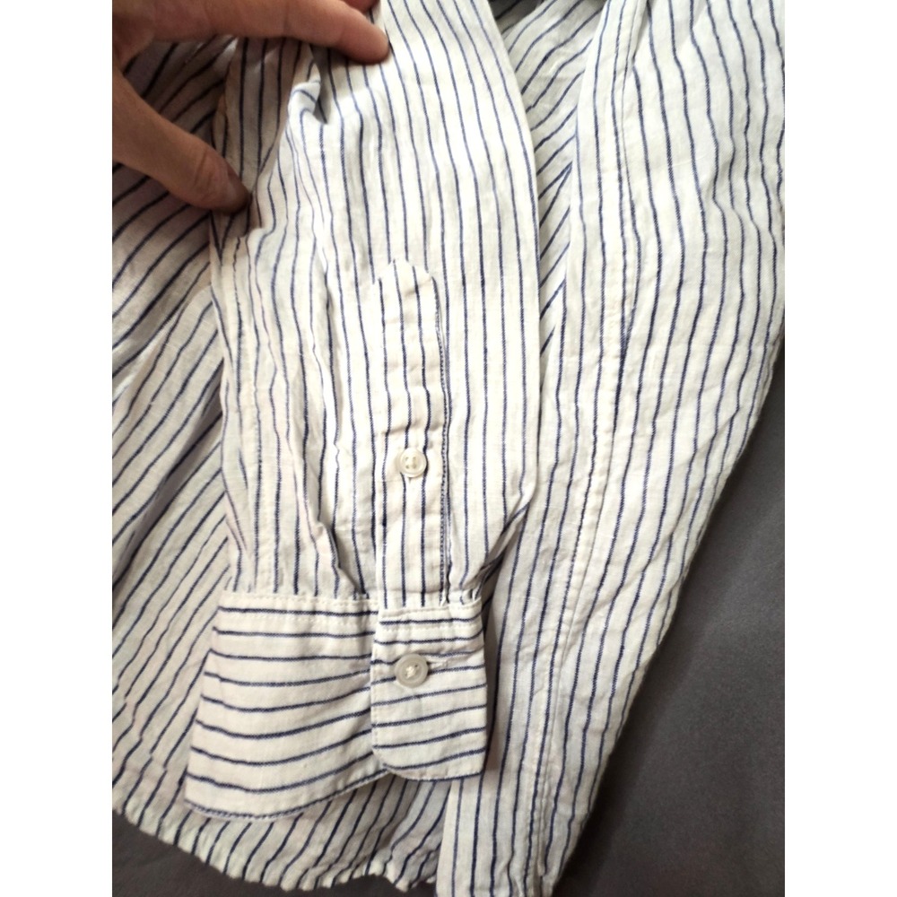 Muji Striped Shirt Women Linen Preppy Cottage Quiet Luxury Minimalist - Picture 6 of 16